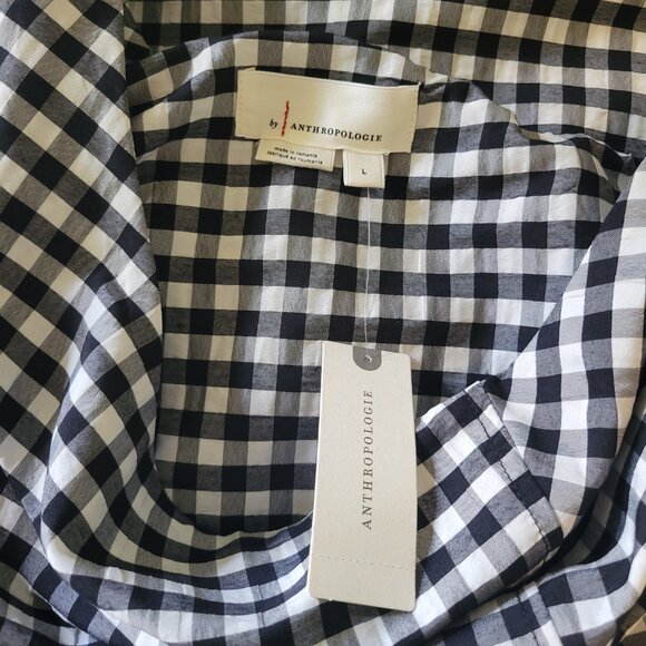 Donating 2/22 NWT [By Anthropologie] One-Shoulder Gingham Midi Dress - Picture 9 of 12